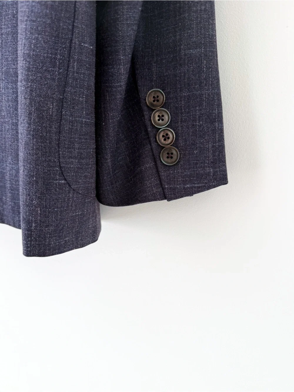 Canali Kei Dark Navy Blue Wool Silk Linen Textured Sport Coat Blazer Men's 42R